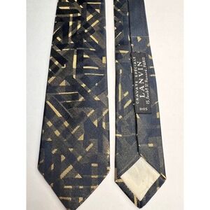 Lanvin Paris‎ Silk Jacquard Geometric Pattern Necktie Mens